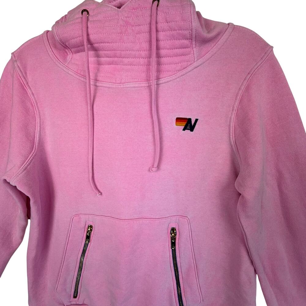 Aviator Nation Pink Ninja Pullover Hoodie Quilted Funnel Neck Women Small $220 - Picture 3 of 6